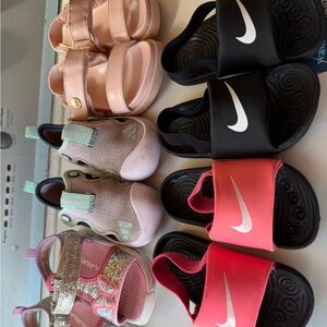 Nike Kids Black and Pink Sandals